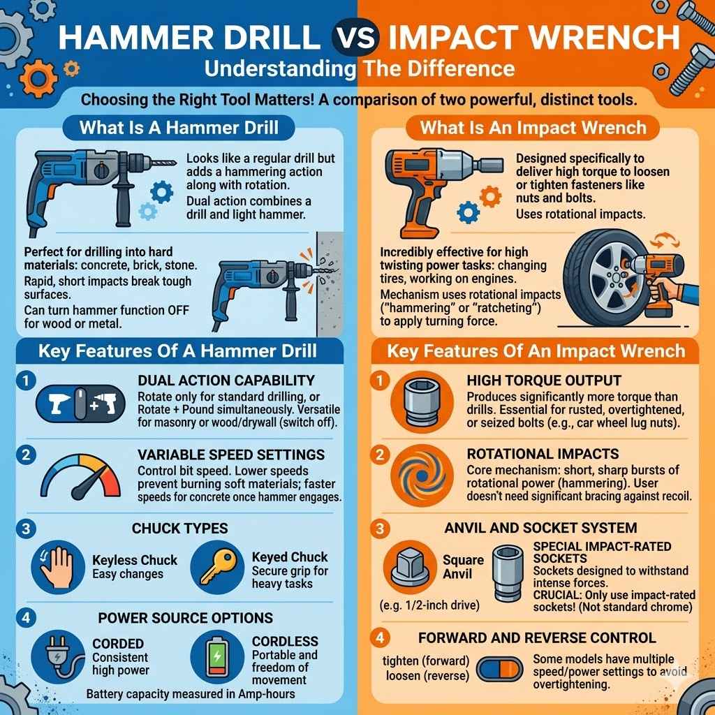 Hammer Drill vs Impact Wrench Understanding The Difference