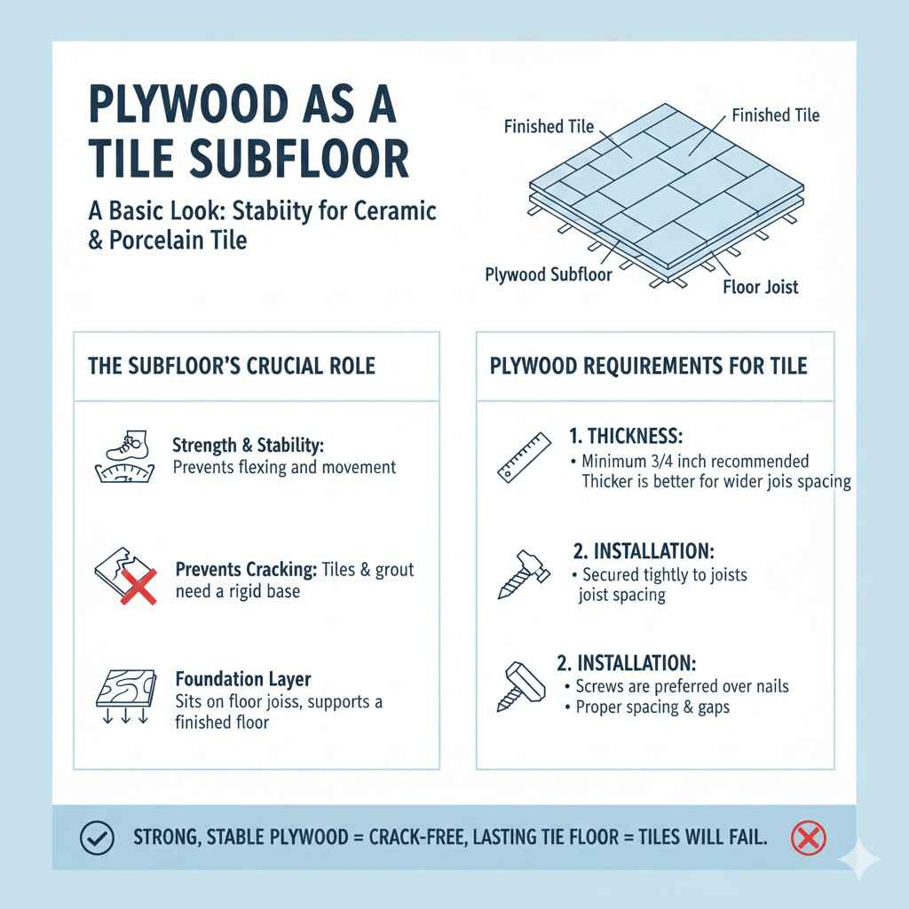 Plywood as a Tile Subfloor A Basic Look