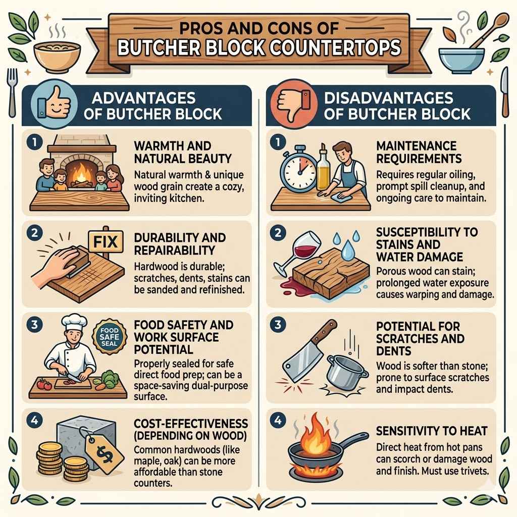 Pros and Cons of Butcher Block Countertops