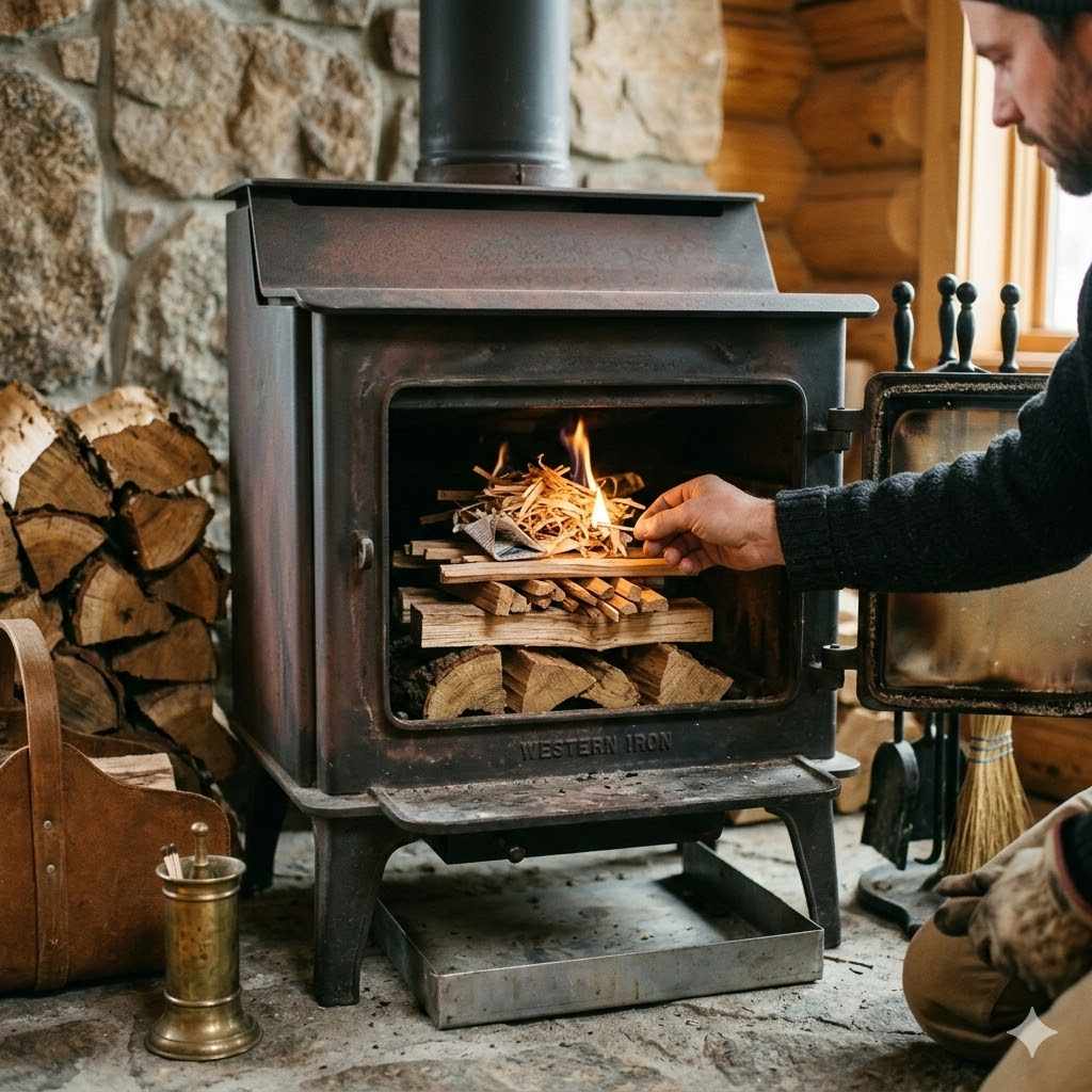 Starting a Fire in a Wood Stove the Right Way