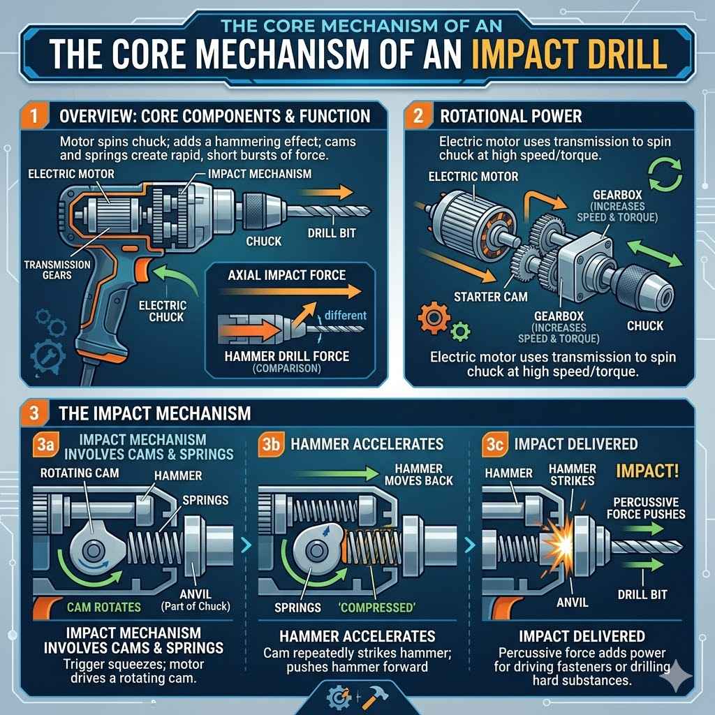 The Core Mechanism of an Impact Drill