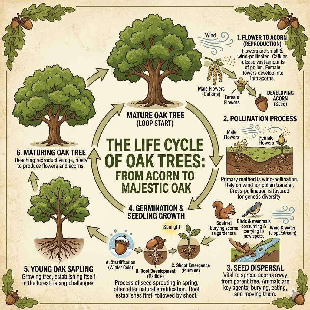 The Life Cycle of Oak Trees