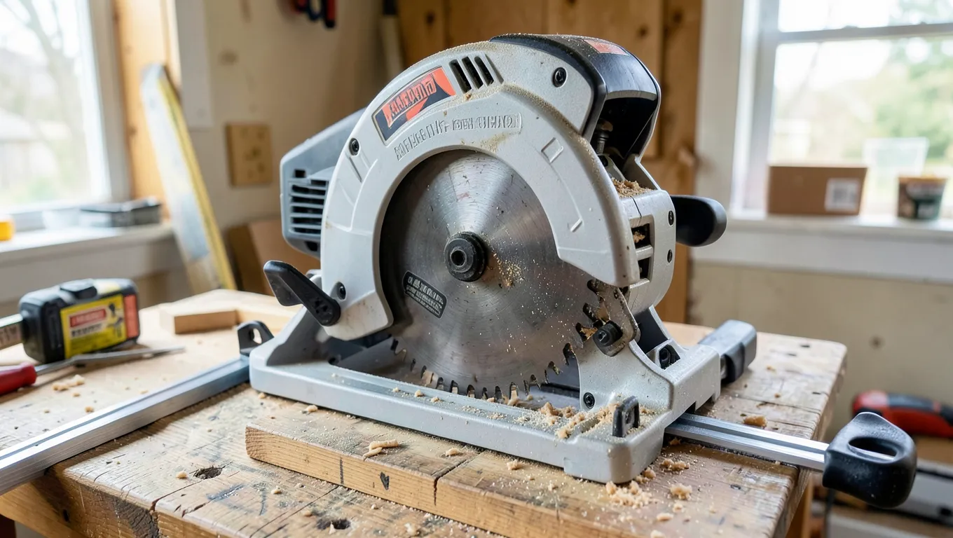 Admiral 12-inch miter saw showing blade, motor housing, and fence for parts replacement guide