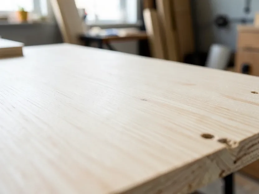 Close-up of a BC-grade plywood face showing visible tight knots