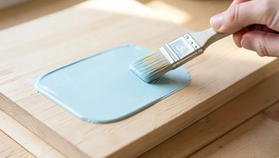 Applying thinned paint with a brush in a smooth even stroke