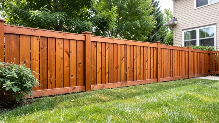 A cedar privacy fence