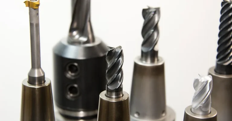 Close-up of finished drill bits and cutting tools with precision-ground spiral flutes