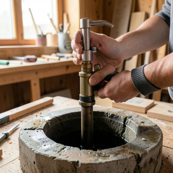 Manual hand pump for a shallow well