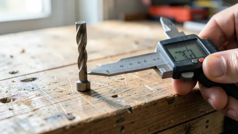 Measuring a drill bit diameter with a digital caliper