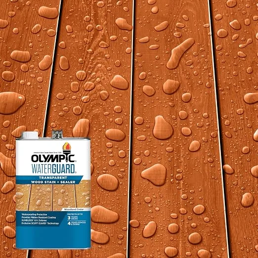 Olympic WaterGuard Woodland Cedar wood stain and sealer, 1 gallon