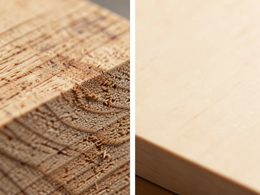 Rough-sawn cedar board texture compared to smooth surfaced cedar