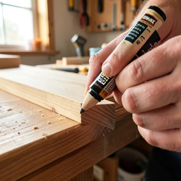 Minwax Blend-Fil No. 2 wood repair stain pencil being used on wood corner