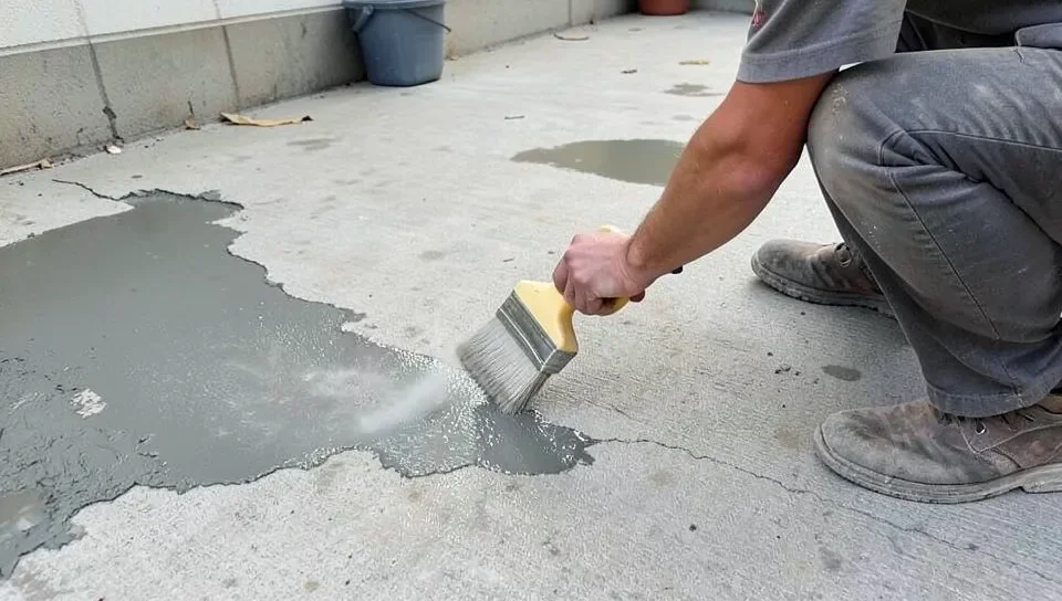 Sanding a painted concrete floor to prepare for epoxy coating