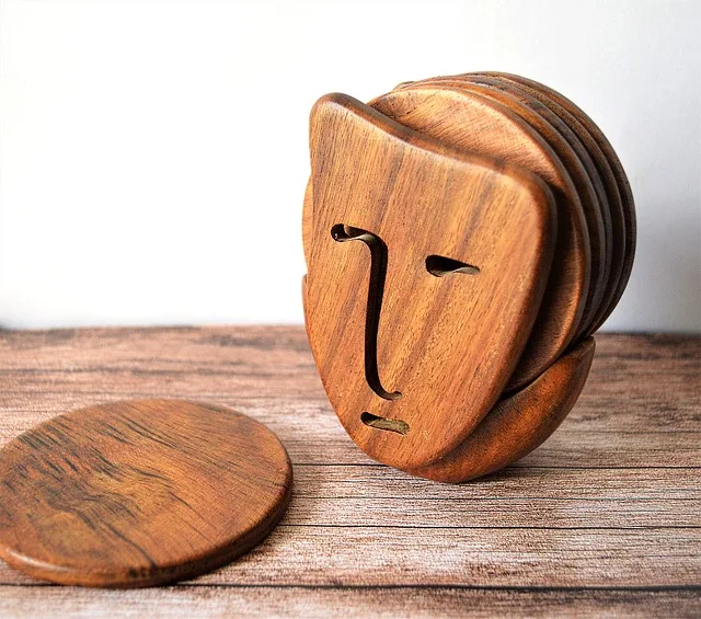 Stack of round wooden coasters, a popular first wood burning project