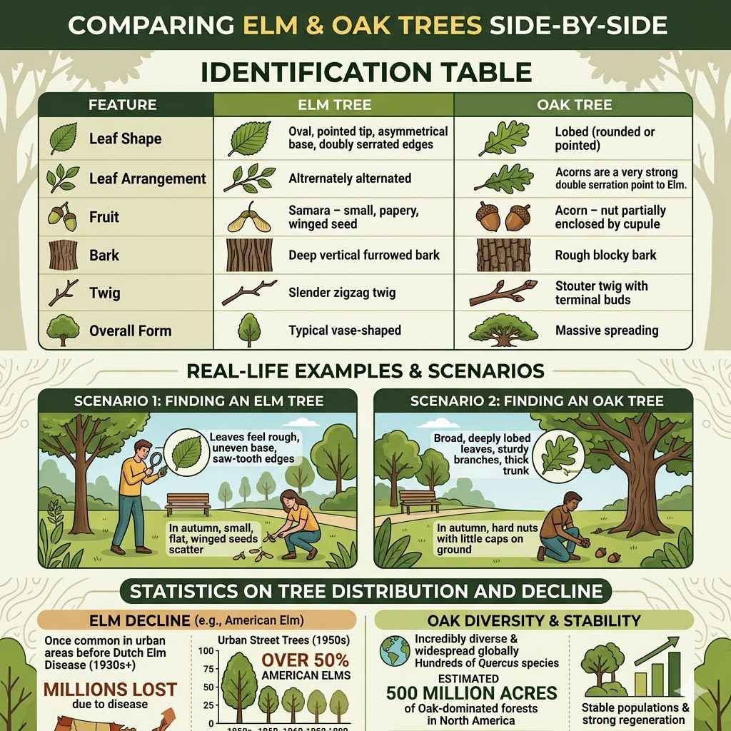 Comparing Elm and Oak Trees Side-by-Side

