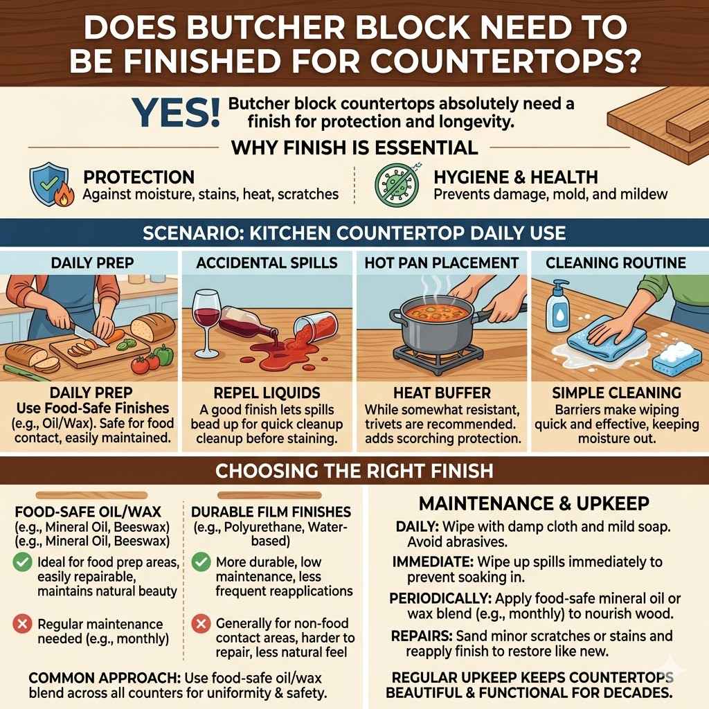 Does Butcher Block Need to Be Finished For Countertops