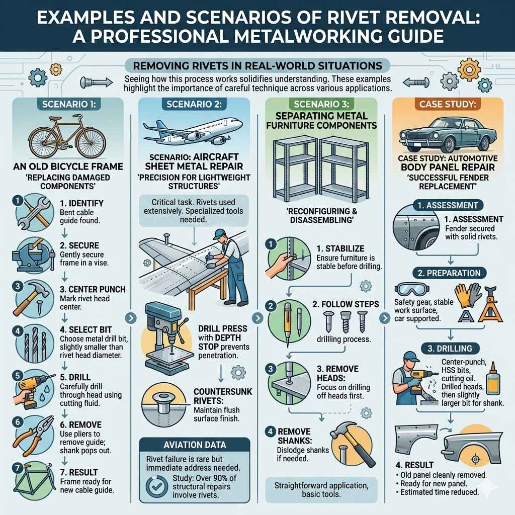 Examples and Scenarios of Rivet Removal