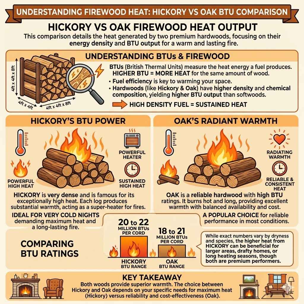 Hickory vs Oak Firewood Heat Output