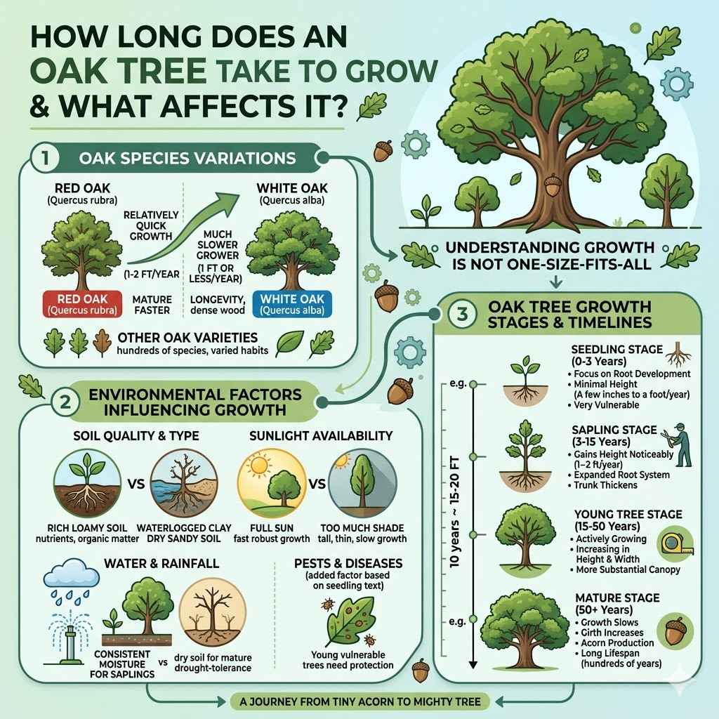 How Long Does An Oak Tree Take To Grow And What Affects It