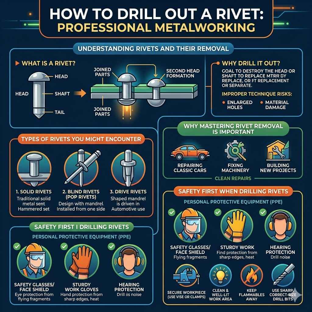 How To Drill Out A Rivet Professional Metalworking