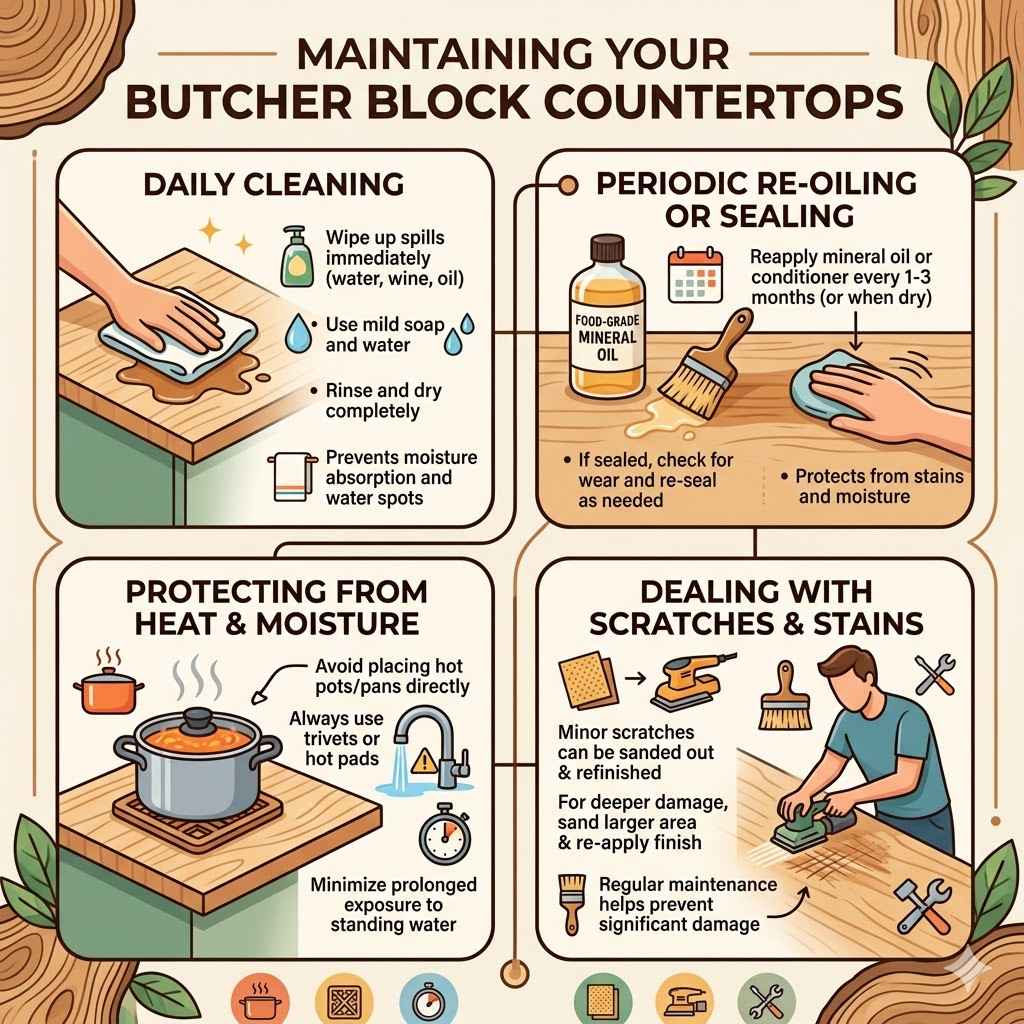Maintaining Your Butcher Block Countertops 
