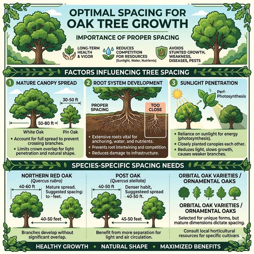 Optimal Spacing for Oak Tree Growth