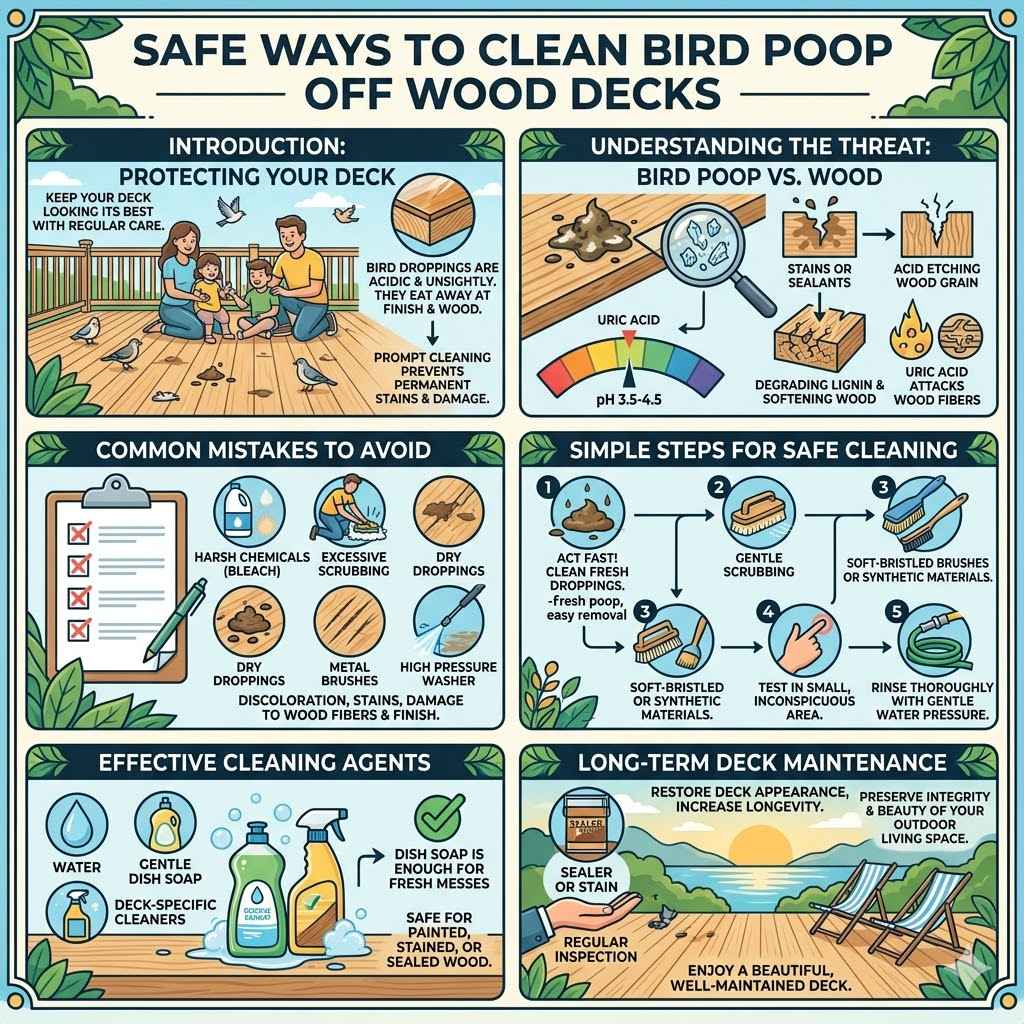 Safe Ways to Clean Bird Poop Off Wood Decks