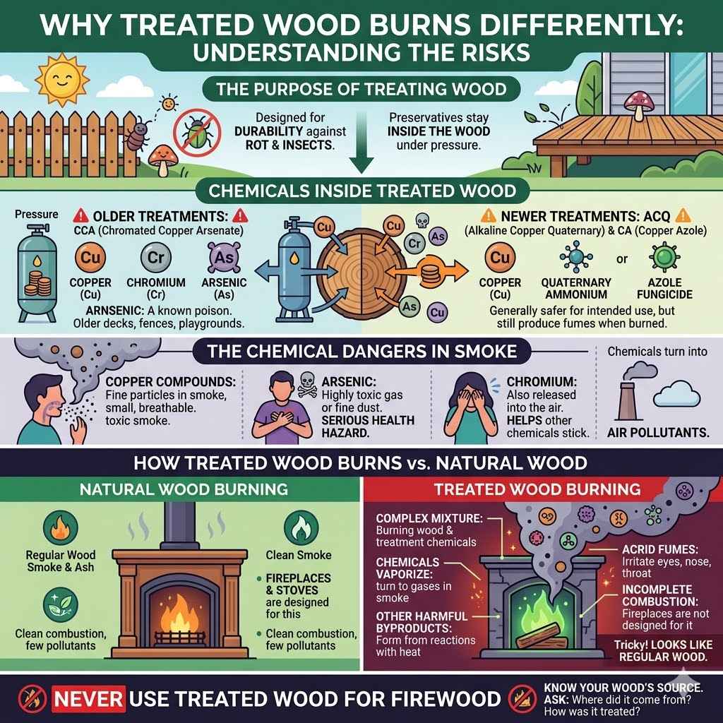 Why Treated Wood Burns Differently