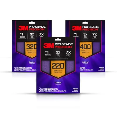 3M Pro Grade Precision assorted grit sanding sheets, 220/320/400