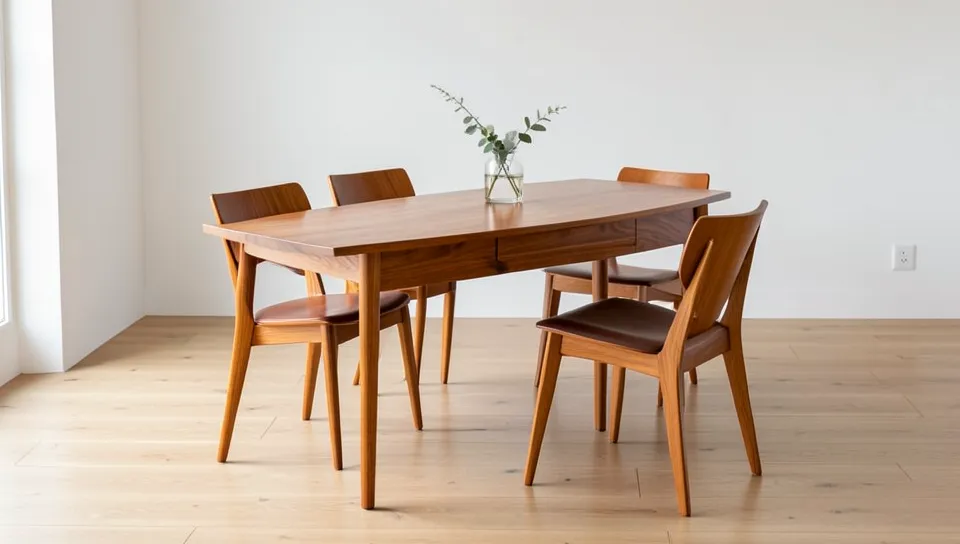 Mid-century Danish teak dining table and chairs with tapered legs
