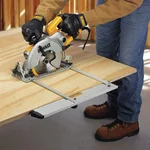 DeWalt DWS5100 rip guide for making straight cuts on a full plywood sheet