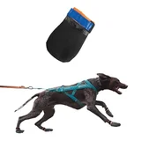 Non-stop Dogwear paw protector on a running dog Non-stop Dogwear paw protector on a running dog