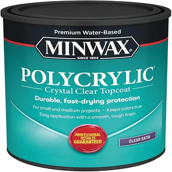 Minwax Polycrylic clear satin water-based protective finish, 1 quart can
