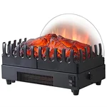 PuraFlame 16-inch electric fireplace log heater insert, black