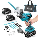 SEESII cordless reciprocating saw kit with two batteries, charger, and six blades