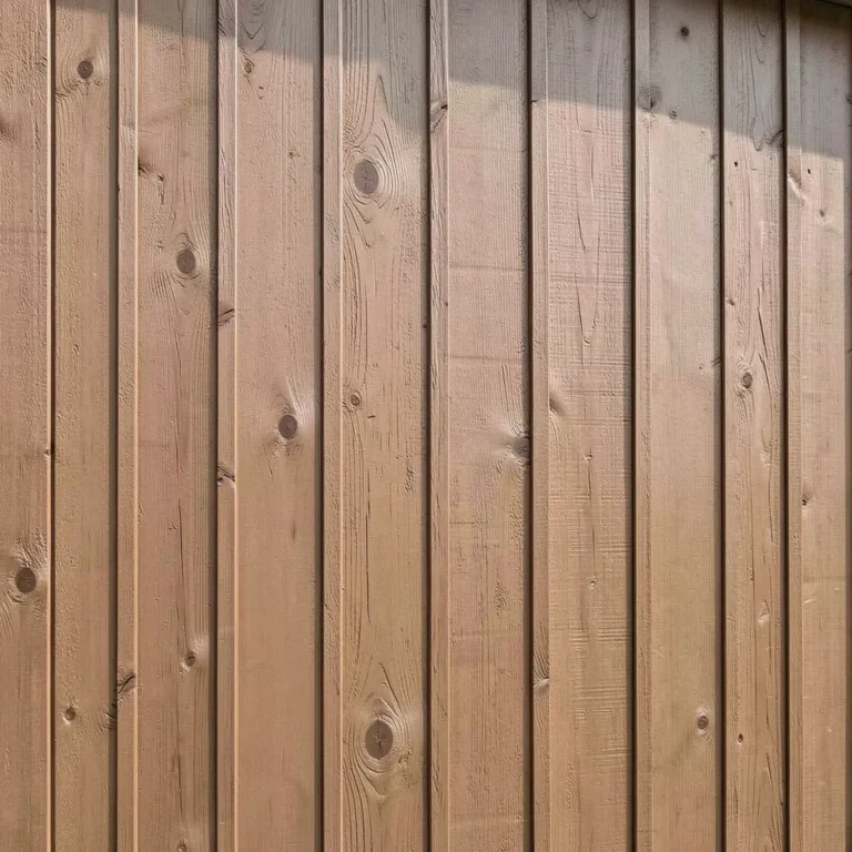 T-111 cedar plywood siding panels with vertical grooves