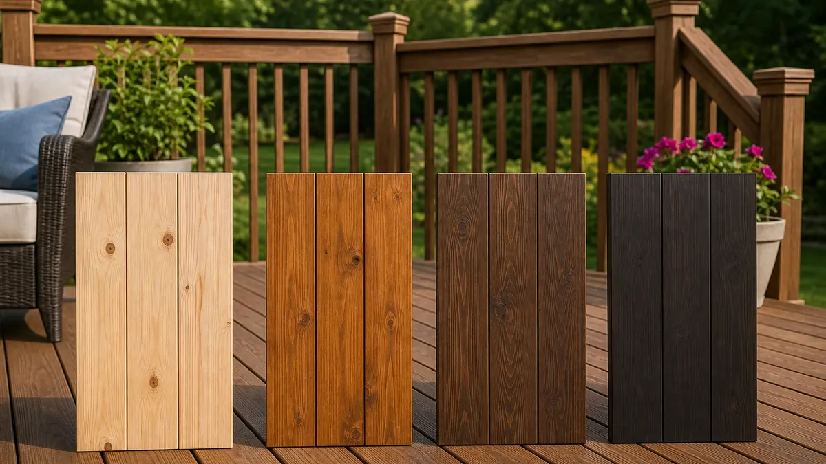 Different wood sealer types applied to outdoor and indoor wood samples