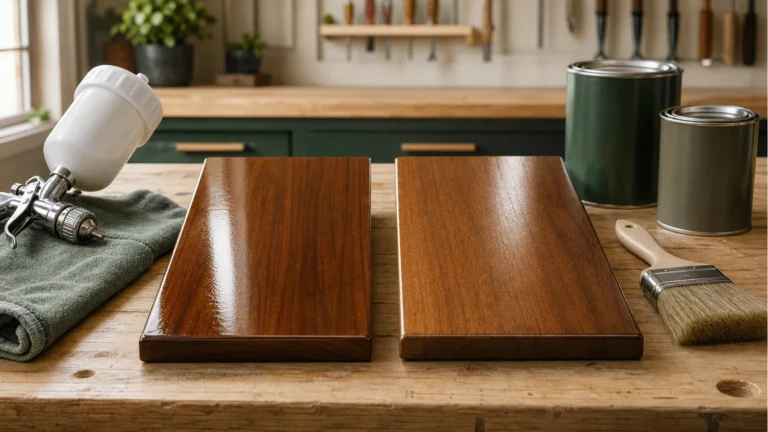 Lacquer and polyurethane wood finish comparison on hardwood boards