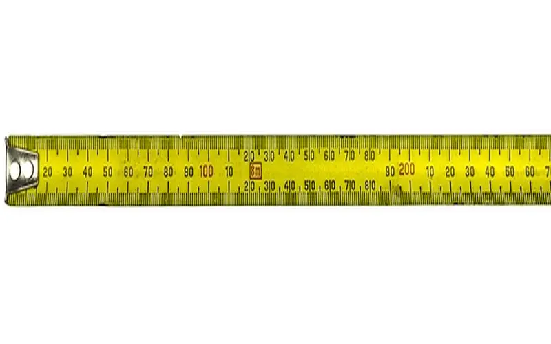 Measuring tape for calculating linear feet in construction