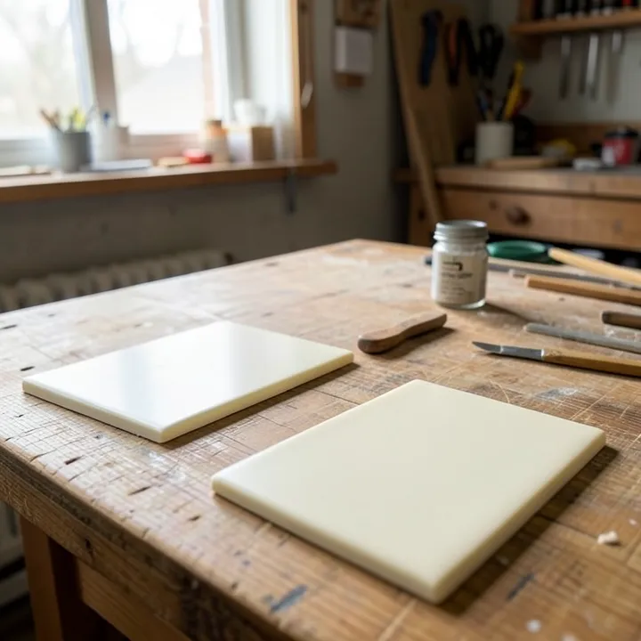 Spar urethane and polyurethane finish samples on a wood tabletop