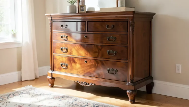 Well-maintained wood furniture with a warm glossy finish