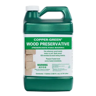 Copper-Green wood preservative bottle