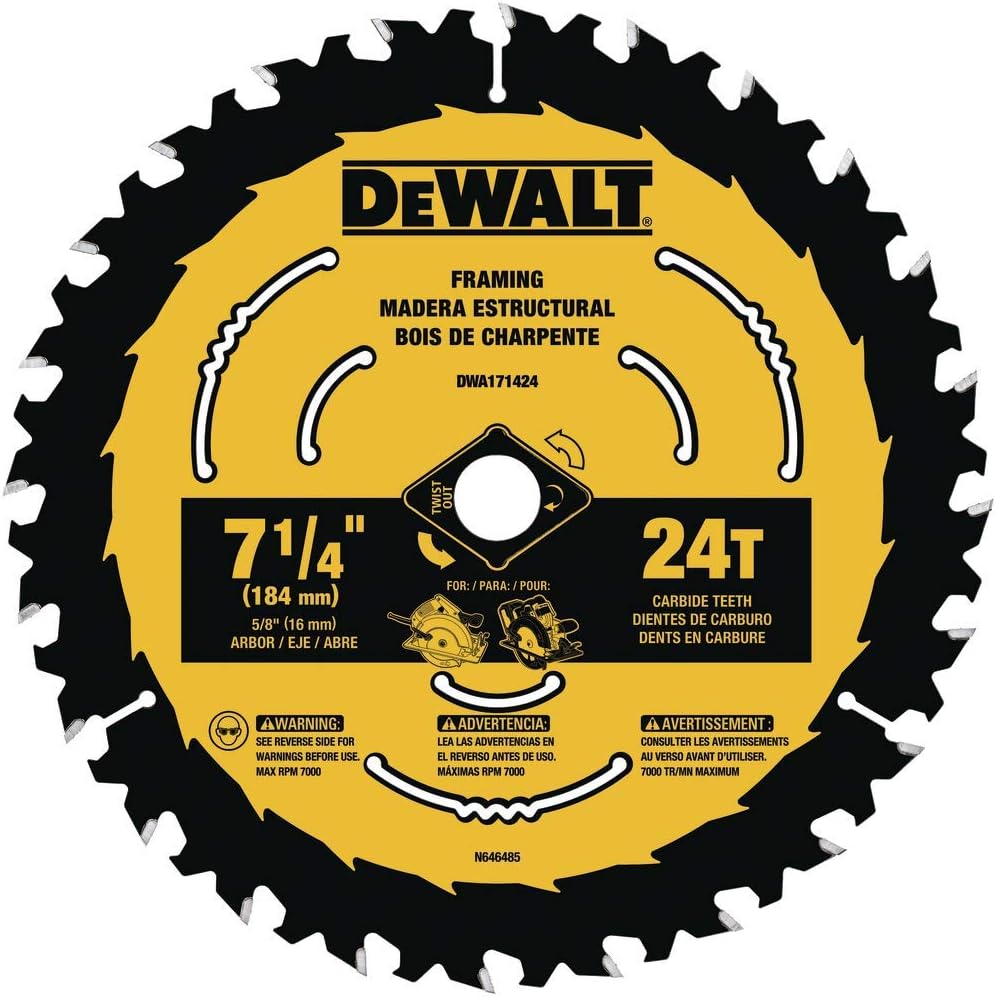 DEWALT DWA171424 7-1/4 inch 24 tooth carbide circular saw blade replacement