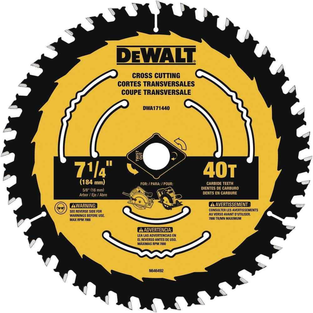 DEWALT DWA171440 7-1/4 inch 40 tooth fine finish circular saw blade