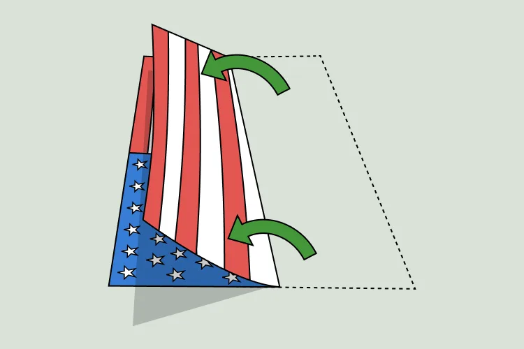 flag triangular fold step showing correct diagonal crease