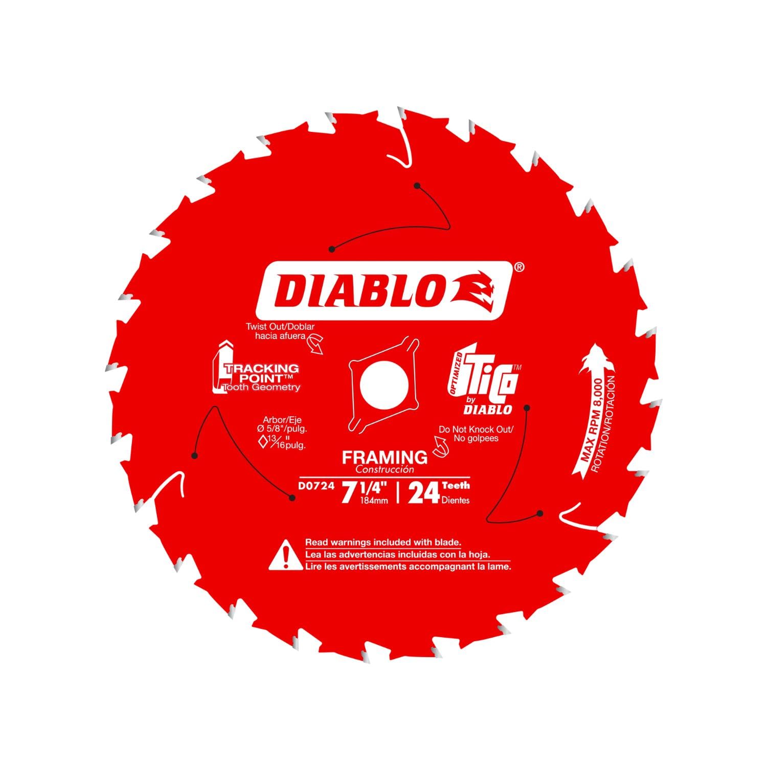 Freud Diablo D0724A 7-1/4 inch 24 tooth framing circular saw blade thin kerf