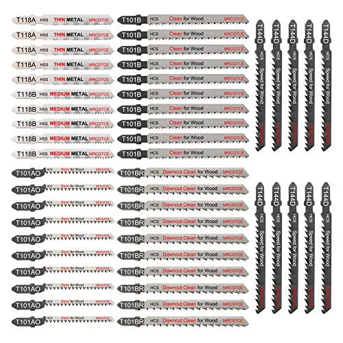 50-piece T-shank jigsaw blade assortment set with storage case