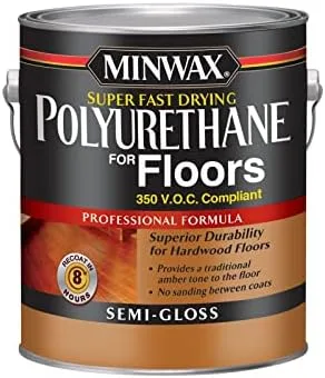 Minwax Fast-Drying oil-based polyurethane gallon can for finishing unfinished red oak flooring