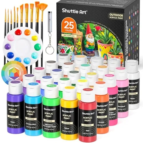 Shuttle Art 25-color outdoor acrylic paint set for wood crafts