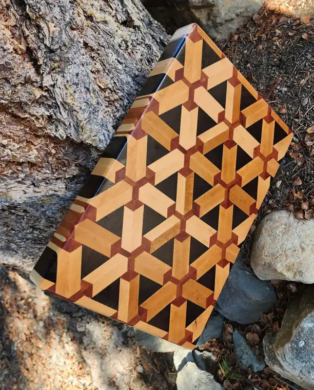 Checkerboard end grain pattern cutting board example